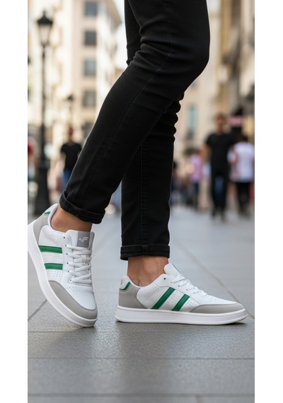 Fore Sport Erkek Günlük Yürüyüş Spor Ayakkabı Suni Deri, Hafif, Rahat, Darbe Emici Sneaker Beyaz Yeşil