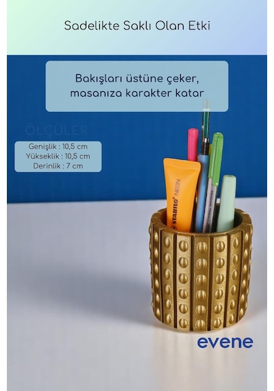 Kalemlik Masa Kalemliği Organizer Kalemlik Altın Renk Model 91 Çok Renkli