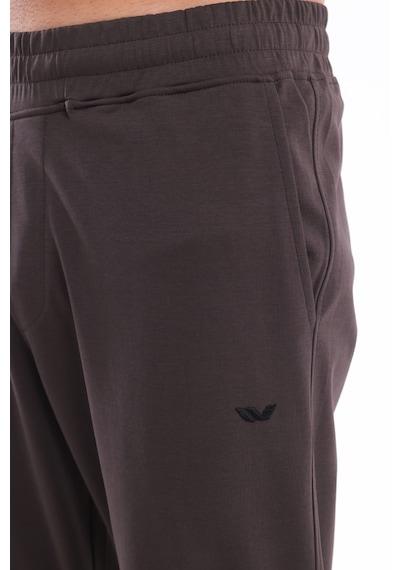 Rowinger Modal İnterlock Kumaş Nakış Logolu Paçası Lastikli Erkek Jogger Eşofman Altı Brown