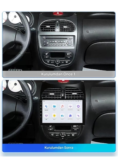 Otolas 1999-2010 Peugeot 206 Için 8+128gb, 10 Inç Carplay Destekli, Kameralı Multimedya Navigasyon Ekran Sistemi 10"