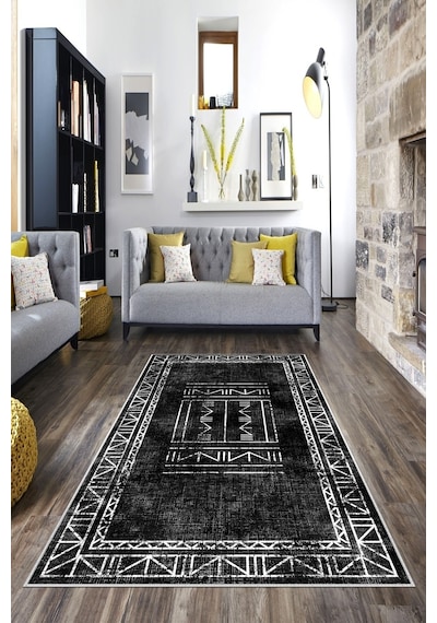 West Home Dijital Baskı Yıkanabilir Kaymaz Taban Salon Halısı Mutfak Halısı Yolluk Ve Banyo Paspası Wh 435 Black