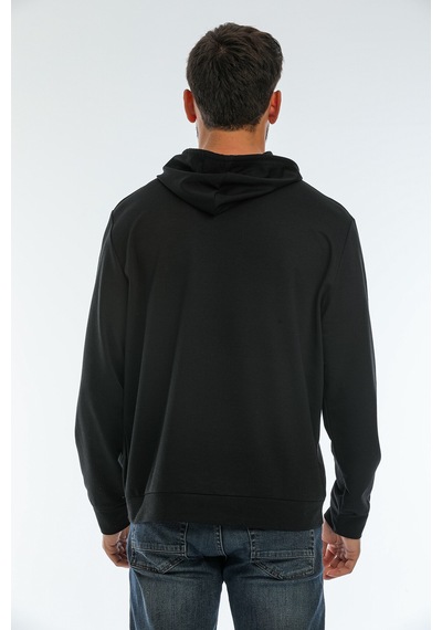 Süperlife Erkek Kapşonlu Regular Fit Air Baskılı İnce Sweatshirt Spr22sw162 Siyah