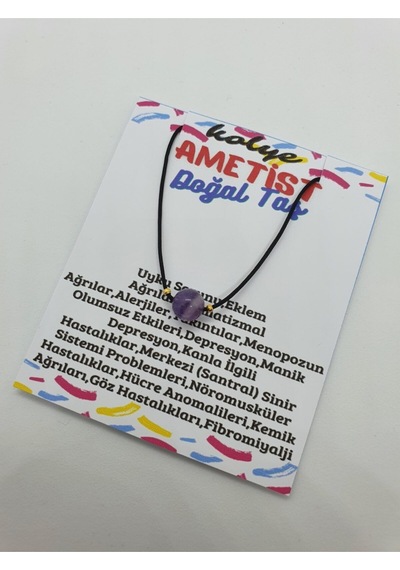 Sertifikalı Ametist Taşı Kolye Ayarlanabilir Orijinal Doğal Taş Çok Fonksiyonlu Kolye Çok REnkli