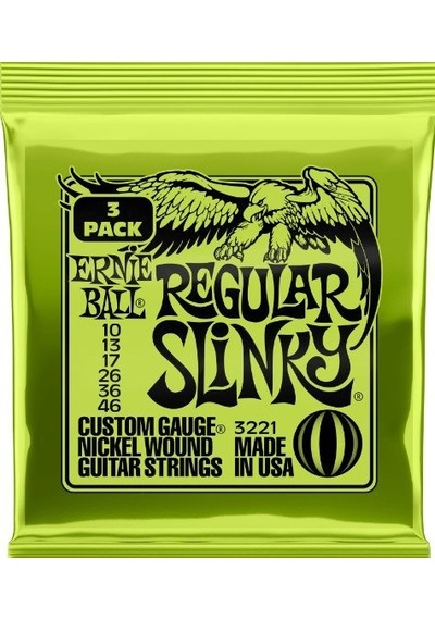 Ernieball P03221 Regular Slınky 3 Pack Elektro Tel 3'Lü Paket