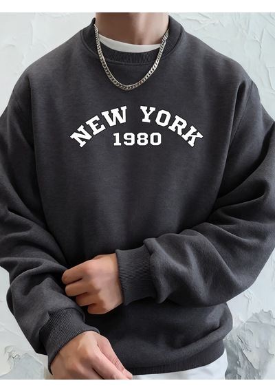 Startmore Startmorenew York 1980 Letter Creative Prints Kapüşonlu Kazaklar Erkek Yumuşak Sıcak Kapüşonlular Cep Antrasit
