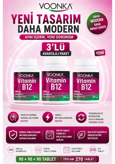 Voonka Vitamin B12 90 Tablet 3 Adet