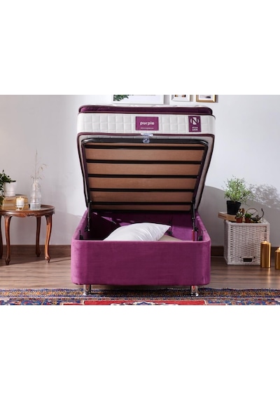 Nironyatak Niron Purple Baza Ve Başlık Seti - 80X200 Cm Tek Kişilik Sandıklı
