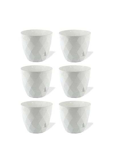 Omnipazar Krs-452 Yakamoz Tabaklı Plastik Saksı Takımı 1.3 Lt Beyaz 6 Adet