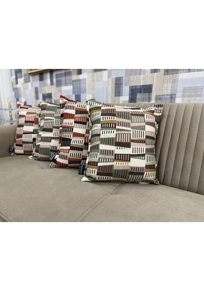 Nivemeshome Ritim 01 Yeşil 45x45 Dolgulu Kırlent Kılıfı Yeşil