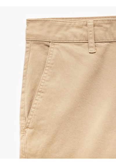 Koton Pamuklu Düğmeli Chino Cep Detaylı Slim Fit Pantolon Bej 5sam40099hw Ekru