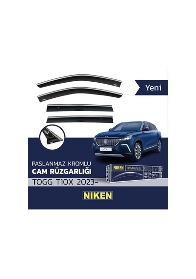 Togg T10x 2023- Kromlu Cam Rüzgarlığı 4lü