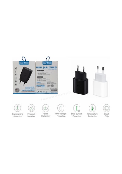 Samsung Galaxy A72 Uyumlu Android Type-C Ultra Hızlı Şarj Cihazı / Şarj Aleti 22.5W 3.0 Amper (Şarj Başlığı Adaptör)