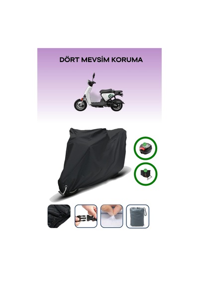 Siyah Arka Çanta Ve Kilit Uyumlu Yuki Qm50qt-6e Snoopy Uyumlu Motor Brandası