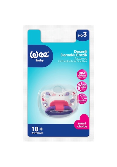 2 Adet Wee Baby Desenli Damaklı Emzik No:3