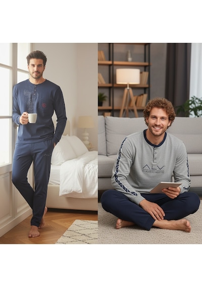 Bonbon Erkek Pamuklu Bohçalık Ve Çeyizlik 2 Adet 2'li Pijama Takımı Bb2477 Çok Renkli