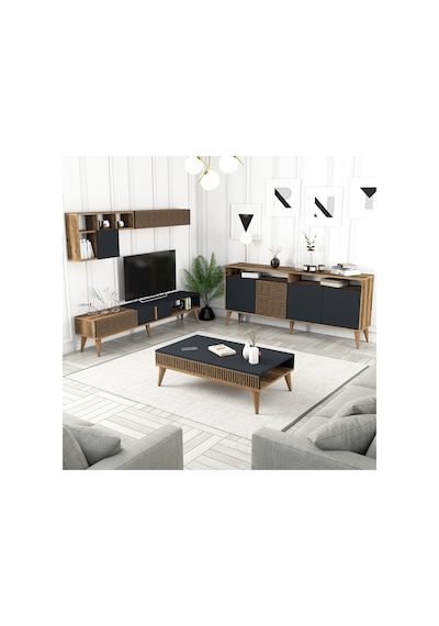 Variant Milan 3'Lü Salon Takımı - Ceviz - Antrasit