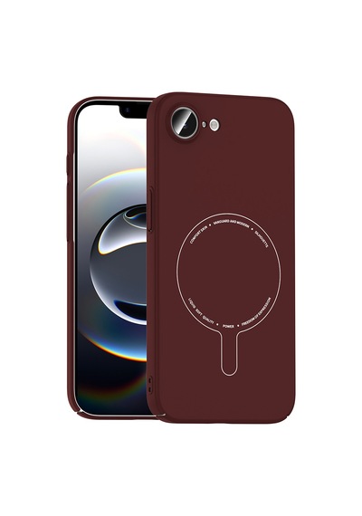 Maks Technology iPhone Uyumlu 16e Kılıf M-safe Şarj Özellikli Kamera Korumalı Mkst Elio Sert Pc Kapak - Bordo