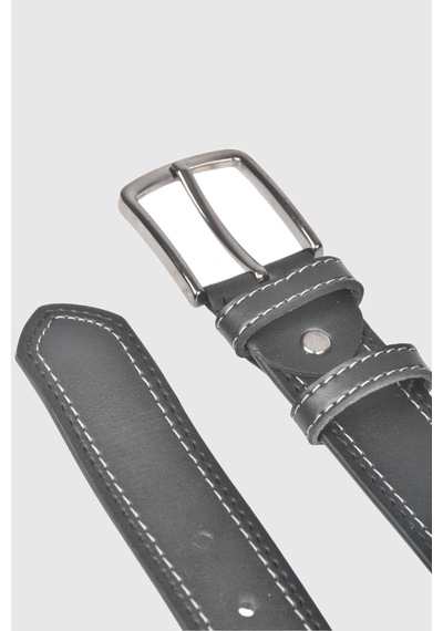 Deepsea Erkek Siyah 4 Cm Yanları Dikişli Suni Deri Kemer 2402641 Siyah