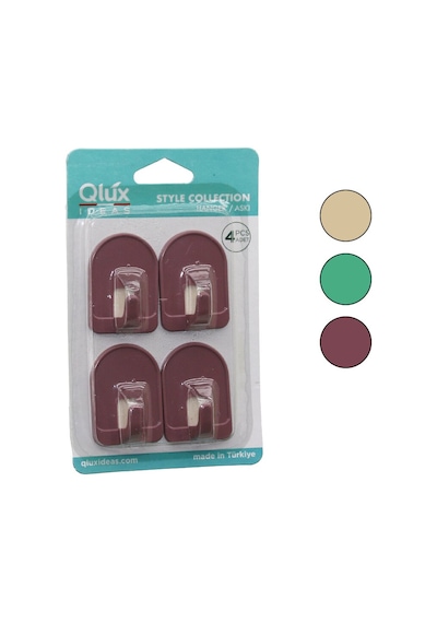 4pcs Dome Askı No-1 Rekli Plastik Yapışkanlı Montaj 4887 Renkli