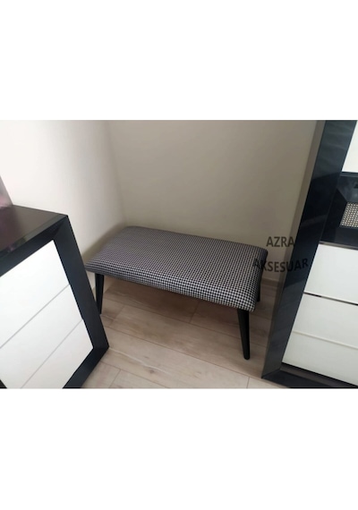 Azra Mobilya Benc - Puf - Bank - Çeşitleri - Ahşap Ayaklı - Ahşap Bench - Çift Kişilik Puf Turuncu