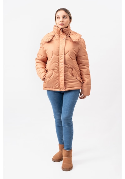 Acw Fashion Bulut Desenli Oversize Çıkarılabilir Kapüşonlu Modern Kadın Mont Lacivert