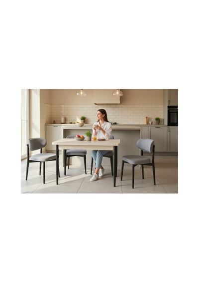 Efe Mobilya T-6002 Traverten 70x120 Mdf Polo Açık Gri Sandalye 4 Kişilik Yemek Masası Takımı Efe Mobilya T-6002 Traverten 70x120 Mdf Polo Açık Gri Sandalye 4 Kişilik Yemek Masası Takımı