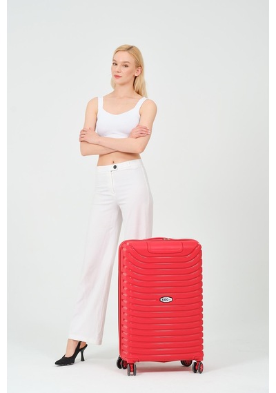 Keo-plus Kırmızı 3 Lü Set Silikon Kırılmaz Pp Valiz Çok Renkli