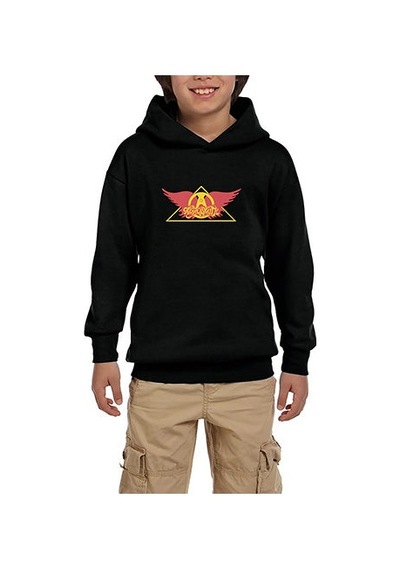 Zepplin Giyim Aerosmith Wing Siyah Çocuk Kapşonlu Sweatshirt