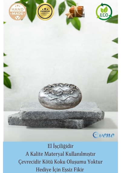 Mumluk Şamdan İnce Mum Uyumlu Donut Model - Gümüş Eskitme
