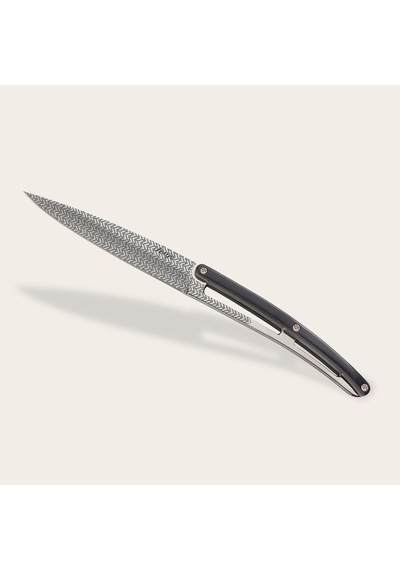 6 Deejo Steak Knives, Ebony Wood / Geometrie Siyah