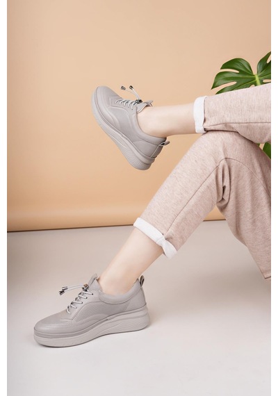 Nesilshoes Modessa 121 Taş Bağcıklı Hakiki Soft Deri Kadın Ayakkabı