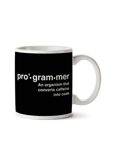 Programmer Turns Coffee Too Code İki Tarafı Baskılı Kupa Bardak