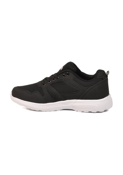 Walkway Siyah Beyaz Fileli Hafif Bağcıklı Esnek Unisex Spor Ayakkabı 020 G Siyah - Beyaz