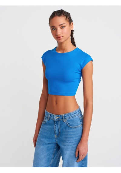 Dilvin 30528 Pamuk Ve Modal Karışımlı Crop Top-saks Saks