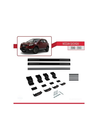Accessorypart Nissan Qashqai 2010-2014 Arası İle Uyumlu Basıc Model Ara Atkı Tavan Barı Siyah
