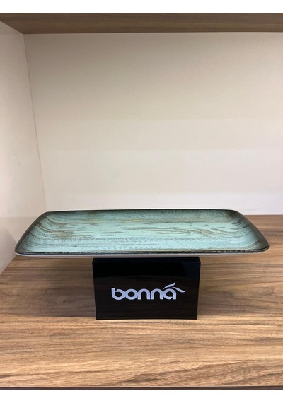 2 Li Büyük Dikdörtgen Tabak / Servis / Sunum / Meze Tabağı 34x16 Cm Bonna Madera Mint Moove Platter