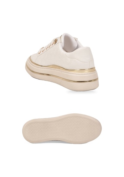 Ayakmod Beyaz Cilt Kalın Rahat Tabanlı Bağcıklı Kadın Casual Yürüyüş Ayakkabı Sneaker 431173
