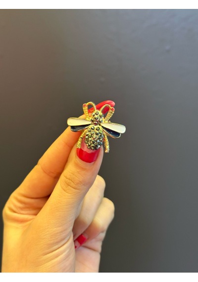 Mavi Beyaz Kanatlı Arı Broş Yaka İğnesi Giyim Aksesuarı 4 x 2 CM Renkli
