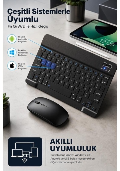Delux Serisi Ev Hafif Sessiz Kablosuz Klavye Mouse Seti Tmk04 Beyaz Diğer