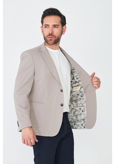 Bej Slim Fit Erkek Blazer Ceket