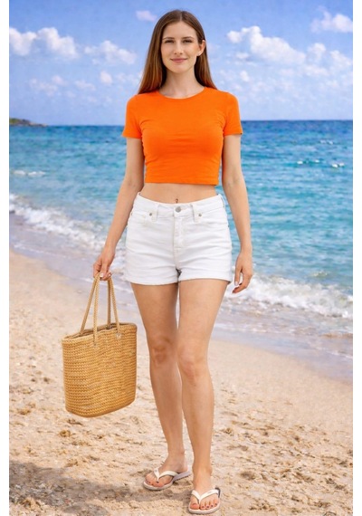 Alexandergardi Alexandergardı Kısa Kollu Crop T-shirt Turuncu