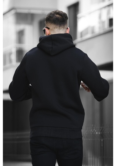 Oksit Break Üç İplik Şardonlu Baskılı Kapüşonlu Erkek Sweatshirt 001