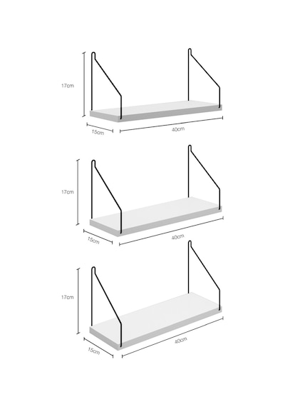 Roomiehome Duvar Rafı Kitaplık Mutfak Banyo Yaşam Alanı 3 Lü Set 15X40 Cm