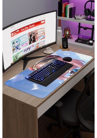 Charlotte Genshin Impact Anime Gacha V4 - 90x40 Xxl Gaming Mouse Pad Fare Altlığı