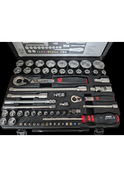 Yüksek Kalite Würth Zebra 1/4+1/2 İnç Lokma Anahtarı Seti 59parça