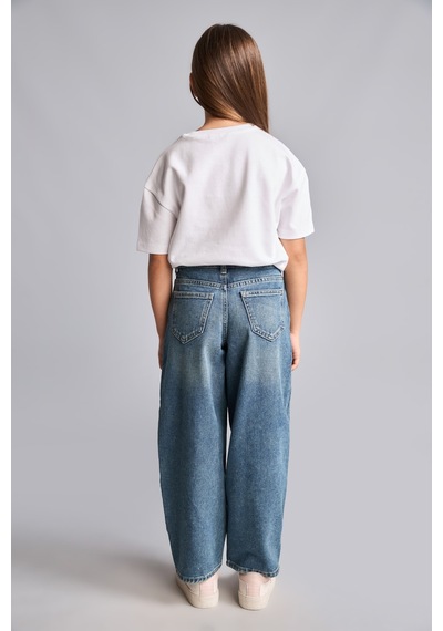 Defacto %100 Pamuk Baggy Fıt Jean Pantolon Kız Çocuk H6244a826aunm28 Mavi-nm28