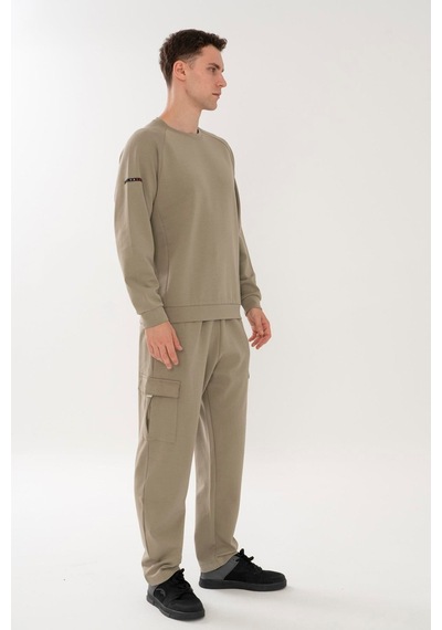 Maraton Regular Erkek Bisiklet Yaka Açık Haki- Sweatshirt Açık Haki-