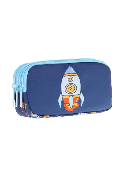 Kaukko Kids Mavi Lacivert, Roket Baskılı, Erkek Çocuk Üç Bölmeli Okul Kalem Çantası - L8260 Mavi - Lacivert