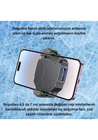 Polham Universal Işıklı Radyatörlü Süpercool Oyuncular İçin Telefon Soğutma Fanı, Kompakt Soğutucu