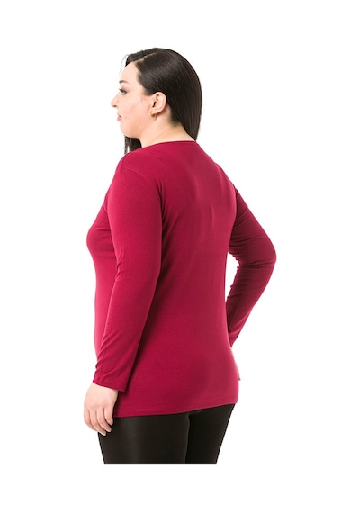 Disentis Büyük Beden Bisiklet Yaka Uzun Kollu Viskon Bordo Body Bordo